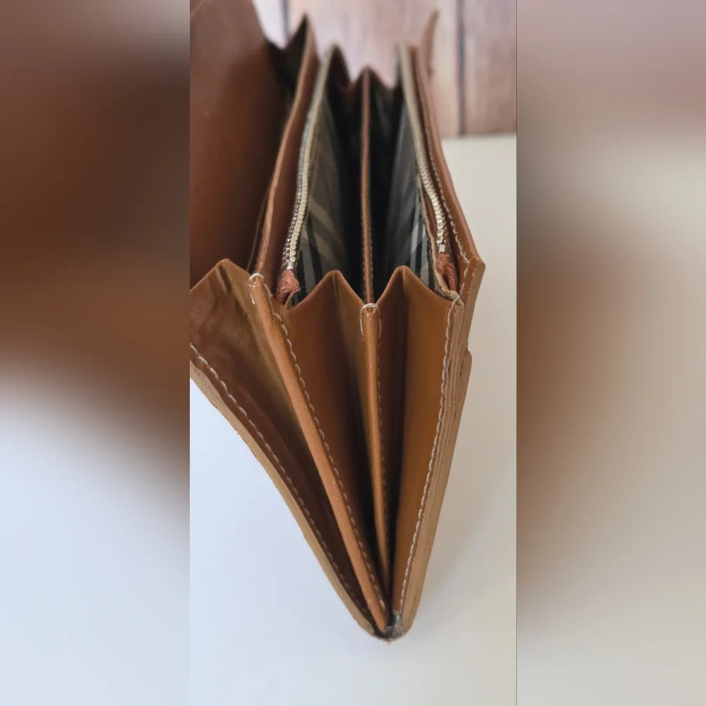 Burberry Tan Leather Continental Buckle Wallet